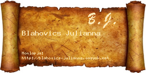 Blahovics Julianna névjegykártya